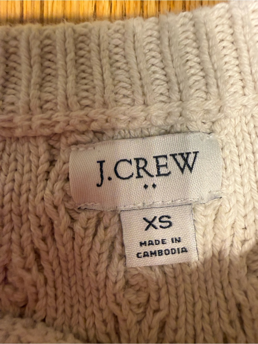 Vintage J. Crew Textured Cotton Cable Crewneck Sweater in Off-White - Picture 7 of 8